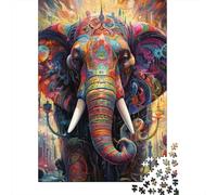 Puzzles psychédéliques en Bois représentant des éléphants pour Les Adultes. 1 000 pièces (75 x 50 cm).