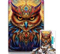 Puzzles psychédéliques en Forme de Hibou pour Adultes et Adolescents, Jouets éducatifs et éducatifs, Jeux familiaux avec Affiche et fiche de Questions-réponses (38x26cm)