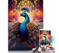 Puzzles psychédéliques en Forme de Paon pour Adultes et Adolescents, Assemblage de Motifs, activités Amusantes à la Maison, Cadeau d'anniversaire, Cadeau de Voyage 50x75cm