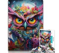 Puzzles psychédéliques hiboux 1000 pièces pour Adolescents, Anti-Stress, défi Difficile, à Offrir en Cadeau à Toute la Famille 38x26cm