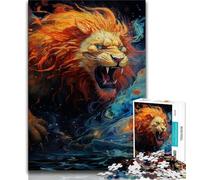 Puzzles psychédéliques Lion pour Adolescents, Anti-Stress, Vacances à la Maison, avec Affiche et fiche de Questions-réponses Assorties (75x50cm)