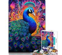 Puzzles psychédéliques Paon 1000 pièces pour Adolescents, Jeux éducatifs, décoration d'intérieur, Cadeaux pour Toute la Famille (50x75cm)