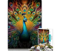 Puzzles psychédéliques Paon 1000 pièces pour Adolescents, pour Tuer Le Temps en Vacances, Chaque pièce est Unique - Jeu Familial Stimulant et Amusant (38x26cm)