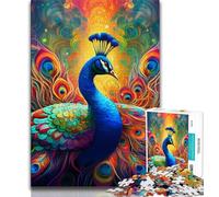 Puzzles psychédéliques Paon pour Adolescents, 1000 pièces, Assemblage de Motifs, activités Amusantes à la Maison, Cadeau d'anniversaire, Cadeaux de Voyage (50x75cm)