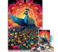 Puzzles psychédéliques Paon pour Adolescents 1000 pièces, Jouets éducatifs Anti-Stress, adaptés à la décoration de Bureau (50x75cm)