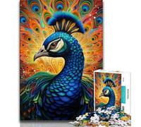 Puzzles psychédéliques Paon pour Adultes 1000 pièces, Jeu éducatif, Jouet de défi, idéal comme Cadeau pour Toute la Famille 38x26cm