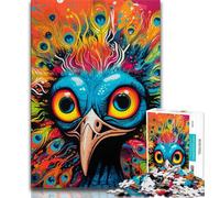 Puzzles psychédéliques Paon pour Adultes 1000 pièces, Jeu Stimulant, Chaque pièce est Unique - Jeu Familial Stimulant 50x75cm