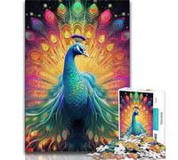Puzzles psychédéliques Paon pour Adultes, Difficiles à réaliser, mais Amusants et Humoristiques, Cadeau d'anniversaire, Cadeaux, Art Mural (38x26cm)