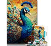 Puzzles psychédéliques Paon pour Adultes et Adolescents, 1000 pièces, Jeu Stimulant et Familial avec des pièces de Formes aléatoires entièrement emboîtables (38x26cm)