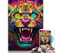 Puzzles psychédéliques pour Adultes, 1 000 pièces, Animaux Tigres, Jouets éducatifs et éducatifs, Jeux familiaux avec Affiche et fiche de Questions-réponses (38x26cm)