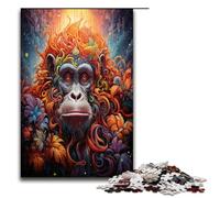 Puzzles psychédéliques pour Adultes 1 000 pièces représentant Un Orang outan dans la Jungle Puzzles en Bois Cadeaux de Noël