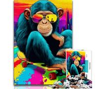 Puzzles psychédéliques pour Adultes, 1000 pièces, Motif Singe, Jeu éducatif, idéal comme Cadeau pour Toute la Famille, 38x26cm