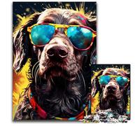 Puzzles psychédéliques pour Adultes, Chiens aux Cheveux dorés, 1 000 Puzzles en Carton, Jeu de réflexion, Jeu Familial interactif, adapté aux 14 Ans et Plus, 26x38cm/10,23x14,96 Pouces