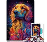 Puzzles psychédéliques pour Adultes et Adolescents, Motif Chien, Assemblage de Motifs, activités Amusantes à la Maison, Cadeau d'anniversaire, Cadeau de Voyage (38x26cm)