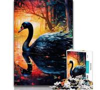 Puzzles psychédéliques représentant Un Cygne pour Adultes et Adolescents, Jeu éducatif Amusant et Humoristique pour Anniversaire 38x26cm
