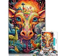 Puzzles psychédéliques représentant Une Girafe pour Adultes et Adolescents, Jouets éducatifs et éducatifs, Jeux familiaux avec Affiche et fiche de Questions-réponses (38x26cm)