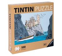 Puzzles - Puzzle 500 pièces Tintin, L'Île Noire, barque en approche + Poster 47x33cm (81564)