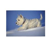 Puzzles, Puzzles pour Adultes, Puzzle Stimulant, 1000 pièces, Puzzle en Bois, Westie Winter West Highland White Terrier Dogs