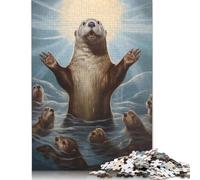 Puzzles rectangulaires créatifs pour adultes, 1000 pièces, puzzle en bois Moses Otter, jeu pratique, décoration familiale, 1000 pièces (75 x 50 cm)