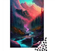 Puzzles rectangulaires créatifs pour adultes 1000 pièces The_river_defended_mountai Puzzle en bois - Jeu pratique - Décoration familiale 1000 pièces (75x50 cm)
