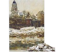 Puzzles rectangulaires de 1000 pièces pour adultes "Église de Vetheuil en hiver" Puzzle créatif de défi jouet 1000 pièces (75x50 cm)