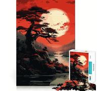 Puzzles Red Moon Tree Dark pour Adultes, 1000 pièces, Collection Joy Quality Edge Art (50x75cm)