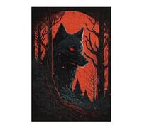 Puzzles Red Moon Wolf Art Print Puzzles pour Adultes, Jouets Anti-Stress, Modèles À Assembler, Parfaits comme Cadeaux pour Toute La Famille 38x26cm/1000pcs