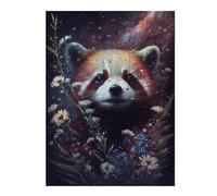 Puzzles Red Panda in Space Flowers Puzzles pour Adultes - Jeu Manuel - Défi Difficile - Idéal comme Cadeau pour Toute La Famille 1000pcs(52x38cm)