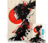 Puzzles Red Sun Samurai pour Adultes, 1000 pièces, Jeu de réflexion, Anti-anxiété, Objet de Collection aux découpes soignées (38x26cm)