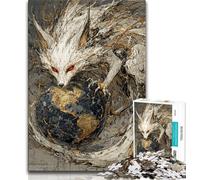 Puzzles Renard Blanc et Terre pour Adolescents 1000 pièces, Assemblage de Motifs, activités Amusantes à la Maison, Cadeau d'anniversaire, Cadeaux de Voyage (38x26cm)