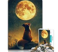 Puzzles Renard sous la Lune pour Adolescents, Aidez Le Cerveau à exercer des Jouets addictifs pour cultiver la Patience, adaptés aux Couples (75x50cm)