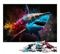 Puzzles Requin Animal coloré Puzzle de 1000 pièces pour Adultes Planche recyclée de qualité supérieure pour Adultes Puzzle de 1000 pièces Casse-tête pour Adultes (26x38 cm)