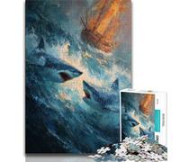 Puzzles Requins et Chats pour Adolescents, Jeux stimulants, Chaque pièce est Unique - Jeu Familial Stimulant (50x75cm)