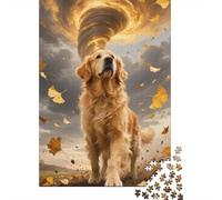 Puzzles Retriever Golden De 1000 Pièces pour Adultes,Tornade Un Jeu De Dexérité Très Difficile Puzzle en Bois Jeu ÉduChatif Aux Défis Un Jeu Cadeau Original 1000pcs (75x50cm)