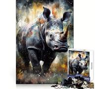 Puzzles Rhino Watercolors 1000 pièces pour Adultes et Adolescents Se Souvenir, Construire Lentement, apprécier, découpe précise, œuvre d'art à Collectionner (50x75cm)