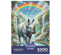 Puzzles Rhinocéros Blanc d'Afrique Classique Jouets Défi Divertissement Créatif Animal 1000 Pièces Décoration Murale pour Adultes Jeu Éducatif Challenge Toy 38x26cm/1000pcs