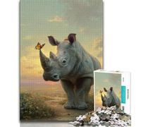Puzzles rhinocéros et Oiseaux pour Adolescents, Jeux stimulants, Chaque pièce est Unique - Jeu Familial Stimulant (38x26cm)