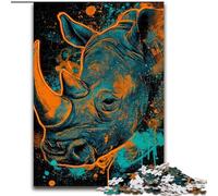 Puzzles Rhinocéros Mystérieux pour Adultes 1000, Séjournez chez Vous, Chaque pièce est Unique - Jeu Familial Stimulant et Amusant (26x38cm)