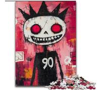 Puzzles Roi Squelette de Style Basquiat pour Adultes 1000 pièces, Jeu Stimulant et Familial avec Affiche et fiche de Questions-réponses Assorties (26x38cm)