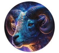 Puzzles Ronds 1000 pièces pour Adultes Bélier Cosmique, Puzzles en Carton, pour Les Anniversaires, Les fêtes et la décoration intérieure (67,5x67,5cm)