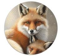 Puzzles Ronds 1000 pièces pour Adultes Deux Renards Puzzles pour Adultes pour la Famille et Les Amis, défi cérébral (67,5x67,5cm)
