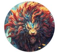 Puzzles Ronds 1000 pièces pour Adultes Puzzles du Dieu Lion Tout-Puissant pour Adultes pour la Famille et Les Amis, défi cérébral (67,5x67,5cm)