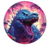 Puzzles Ronds 1000 pièces pour Adultes, Puzzles en Carton représentant Un Monstre Alligator Antique, pour Les Anniversaires, Les fêtes et la décoration intérieure (67,5x67,5cm)