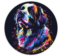 Puzzles Ronds Saint-Bernard de 1 000 pièces : Un Casse-tête Stimulant pour Les Adolescents, Une soirée de Jeux en Famille Amusante (Taille : 67,5 x 67,5 cm)
