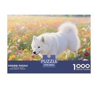 Puzzles Samoyède 1000 Pièces pour Adultes,Mer de Fleurs Pastorale Un Jeu De Dexérité Très Difficile Puzzle Jeu Éducatif l'art De La Décoration Moderne 38x26cm/1000pcs