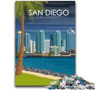 Puzzles San Diego,Californie,pour Adultes et Adolescents,1000 pièces,Jeux éducatifs,Jouets à Faire soi-même avec Affiche et fiche de Questions Assorties,pour Les 14 Ans et Plus,1000 pièces (26x38cm)