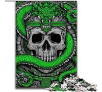 Puzzles Serpent Vert et Crâne pour Adultes 1000 Pièces, Modèle à Assembler Offrez-en Un Cadeau à Toute la Famille Convient aux Enfants de 14 Ans et Plus (50x75cm)