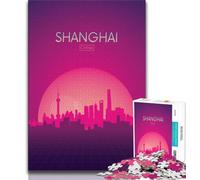 Puzzles Shanghai Chine pour Adolescents 1000 Puzzles, Staycation Kill Time Chaque pièce est Unique - Jeu Familial Stimulant et Amusant 50x75cm