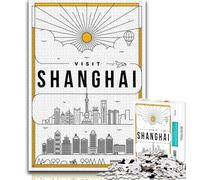 Puzzles Shanghai Chine pour Adultes 1000 pièces, Jeu de réflexion, décoration Murale, Cadeaux d'anniversaire et de Noël Uniques 50x75cm