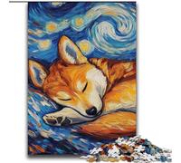 Puzzles Shiba Inu Ciel Nocturne 2000 pièces pour Adolescents, Jeux éducatifs à Faire soi-même avec Affiche et fiche de Questions Assorties 14 Ans et Plus (70x100cm)